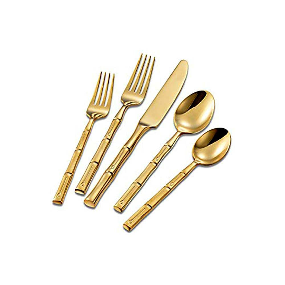 Vintage Tommy's Gems Brass Bamboo Cutlery - 145 Piece Cutlery Set - 8  Settings (11 Pieces per Setting) Plus 10 Serving Utensils - Original  Emerald Green Lined Wooden Box (broken exterior clasps) Thailand c1970 -  Becker Minty